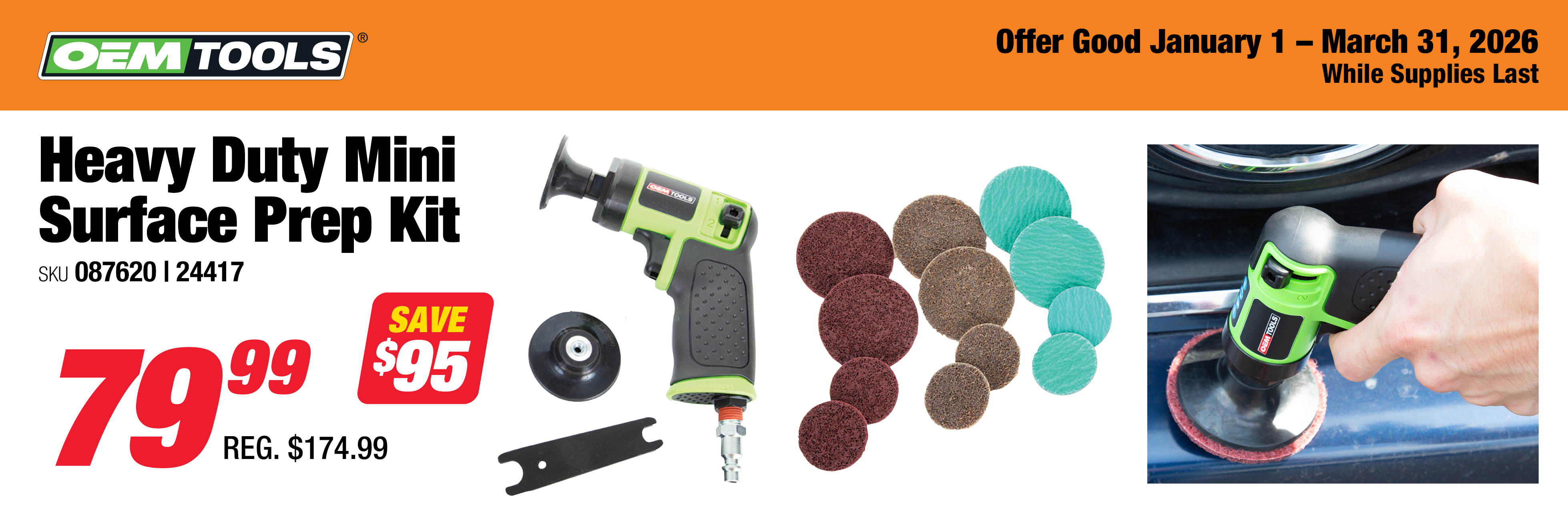 OEMTOOLS 24417 Heavy Duty Mini Surface Prep Kit