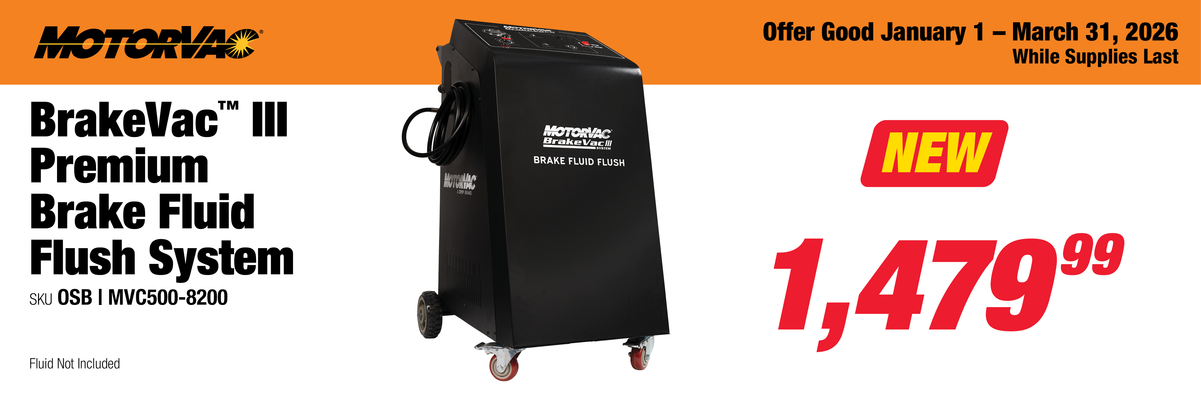 MotorVac MVC500-8200 BrakeVac III Premium Brake Fluid Flush System