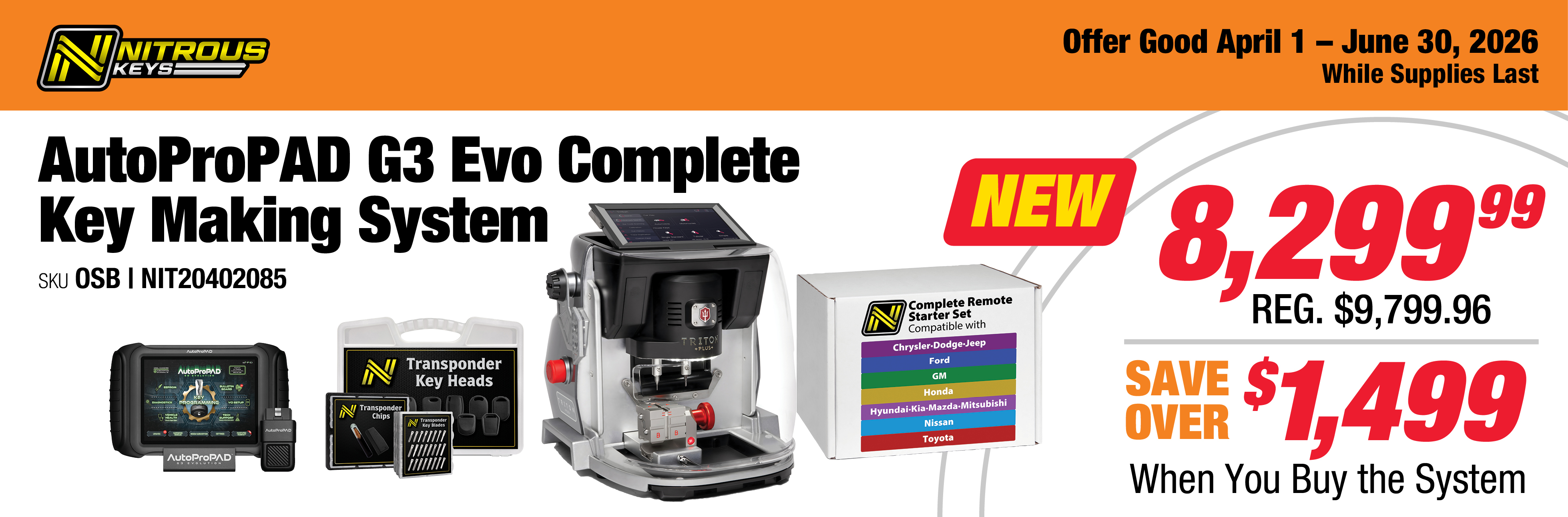 Nitrous Keys NIT20402085 AutoProPAD G3 Evo Complete Key Making System