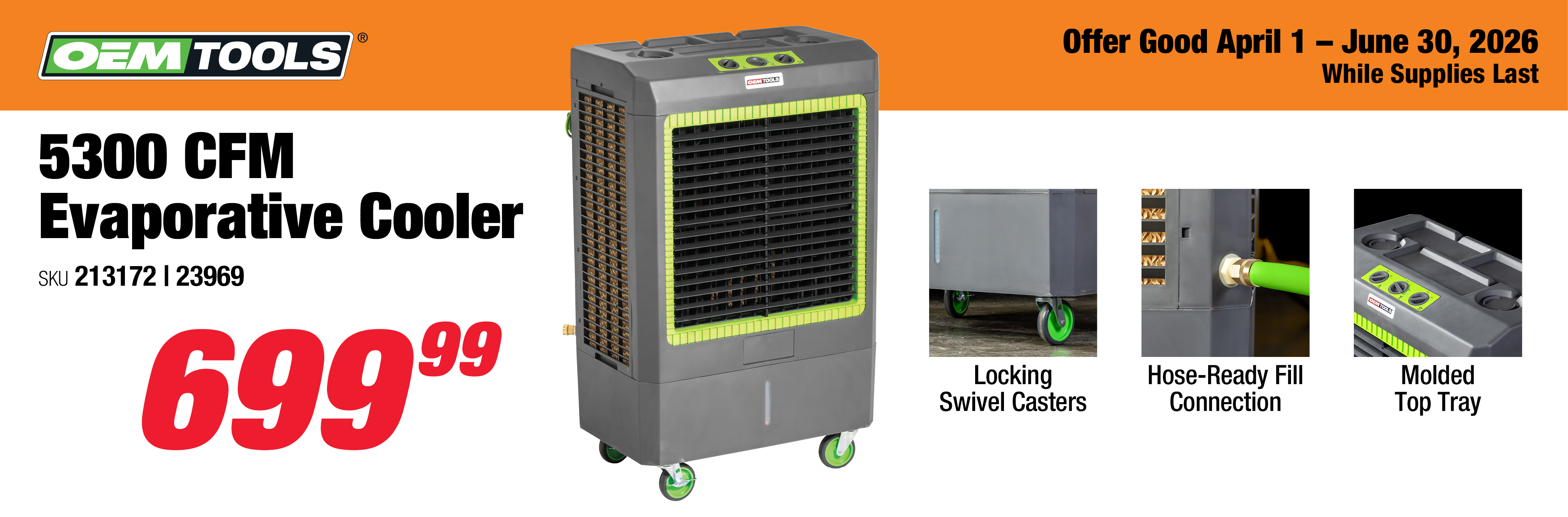 OEMTOOLS 23969 5300 CFM Evaporative Cooler