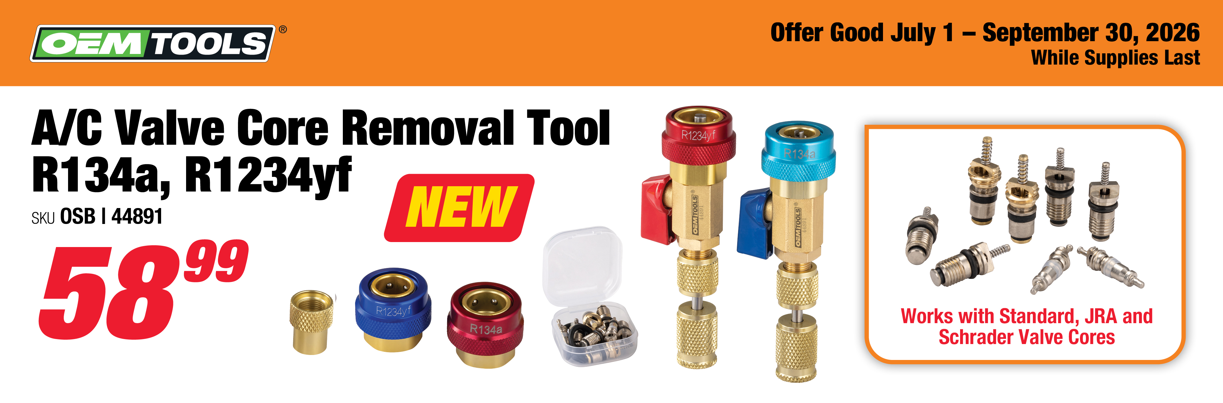 OEMTOOLS 44891 AC Valve Core Removal Tool R134a, R1234yf